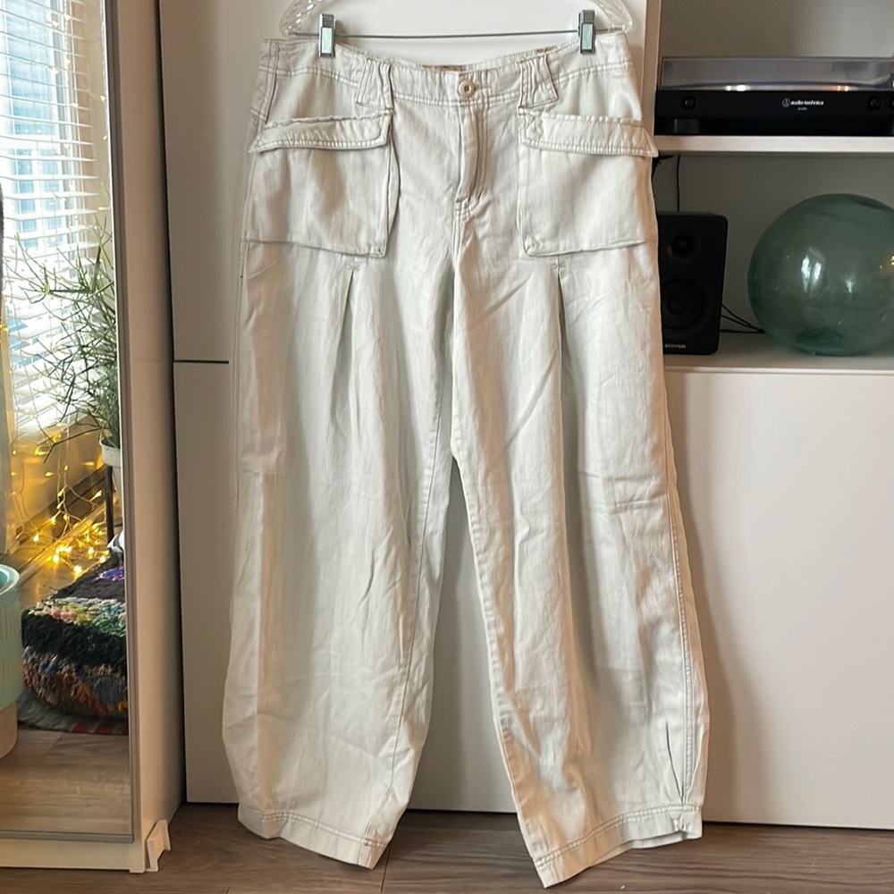 Free people mid rise wide leg khakis